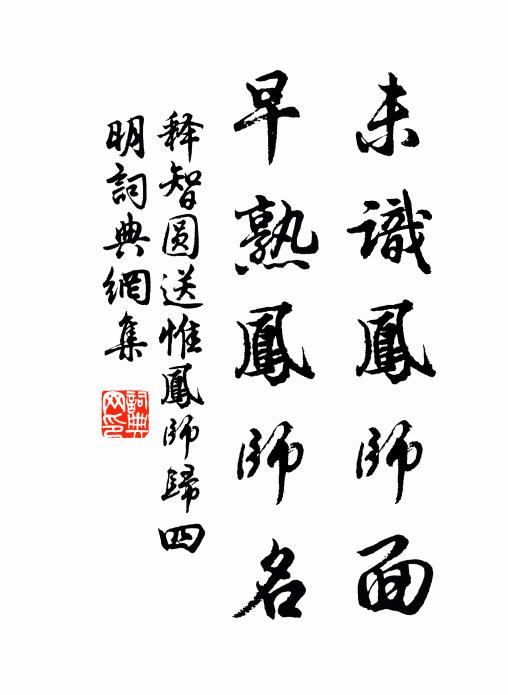 释智圆未识凤师面,早熟凤师名书法作品欣赏