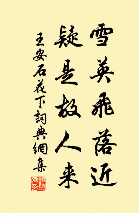 王安石雪英飞落近，疑是故人来书法作品欣赏