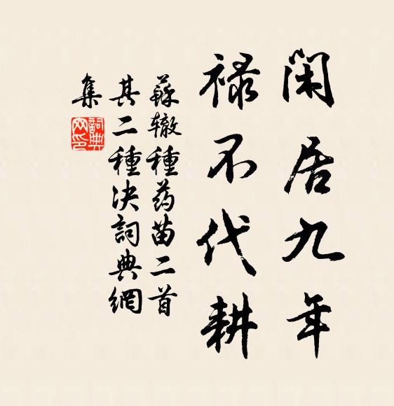 苏辙闲居九年，禄不代耕书法作品欣赏