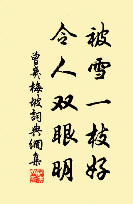 曾几被雪一枝好，令人双眼明书法作品欣赏