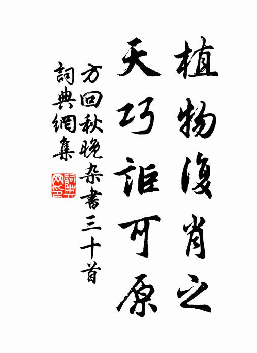 方回植物复肖之，天巧讵可原书法作品欣赏