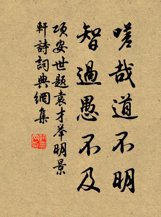 项安世嗟哉道不明，智过愚不及书法作品欣赏