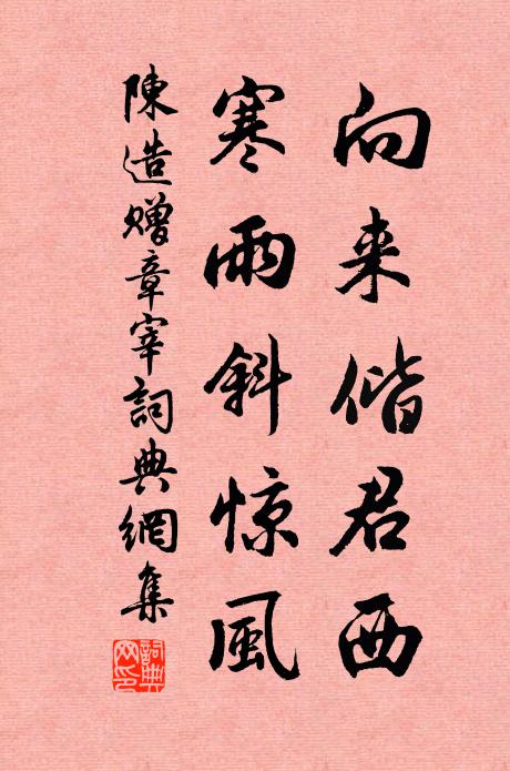 陈造向来偕君西，寒雨斜惊风书法作品欣赏