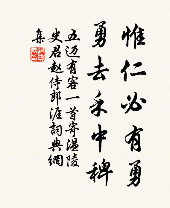 五迈惟仁必有勇,勇去禾中稗书法作品欣赏