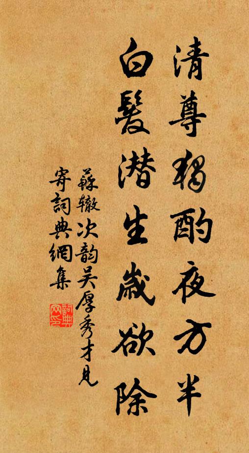 苏辙清尊独酌夜方半，白发潜生岁欲除书法作品欣赏