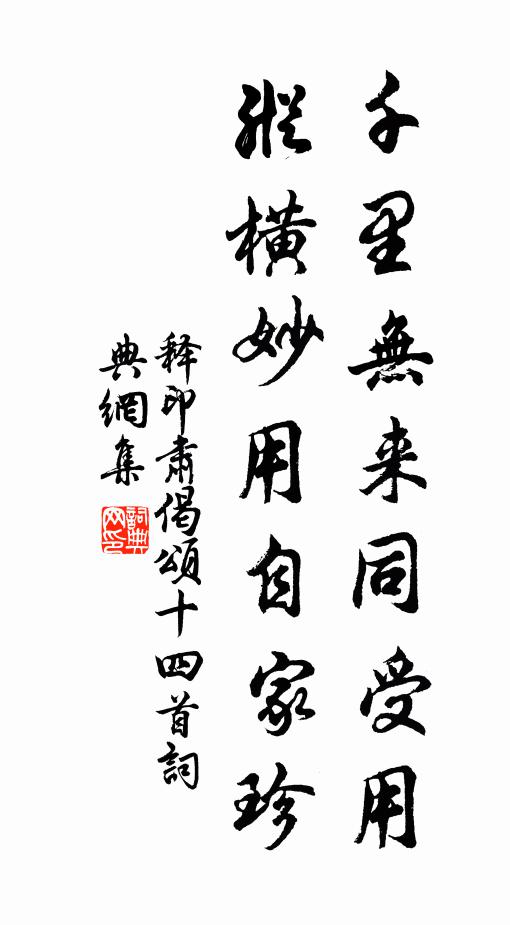 释印肃千里无来同受用，纵横妙用自家珍书法作品欣赏
