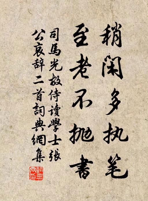 司马光稍闲多执笔，至老不抛书书法作品欣赏