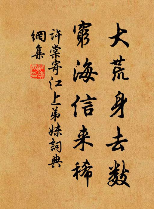 许棠大荒身去数，穷海信来稀书法作品欣赏