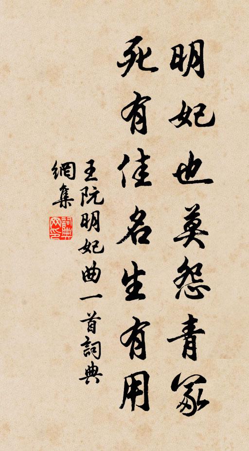 王阮明妃也莫怨青冢，死有佳名生有用书法作品欣赏