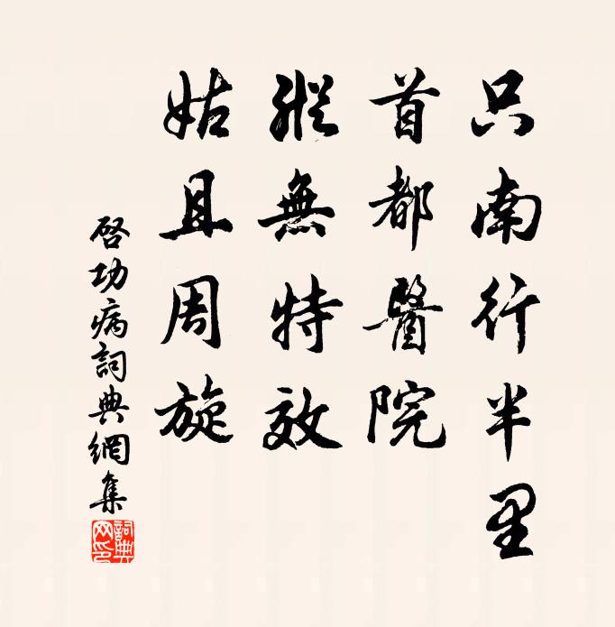 启功只南行半里，首都医院，纵无特效，姑且周旋书法作品欣赏
