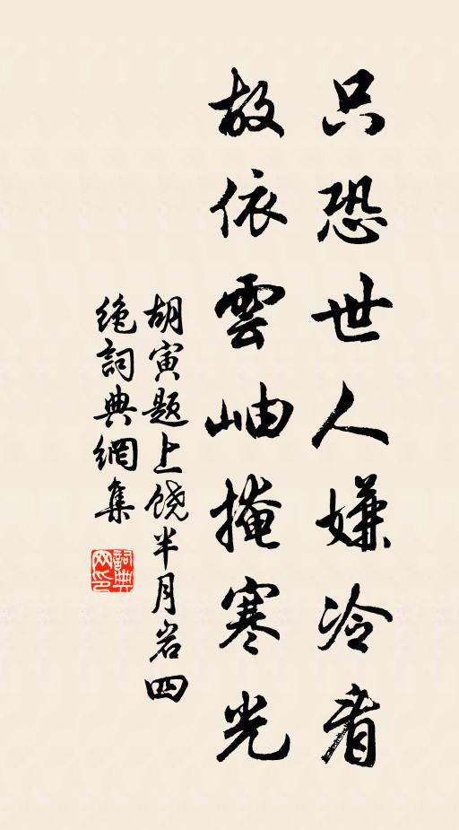 胡寅只恐世人嫌冷看，故依云岫掩寒光书法作品欣赏