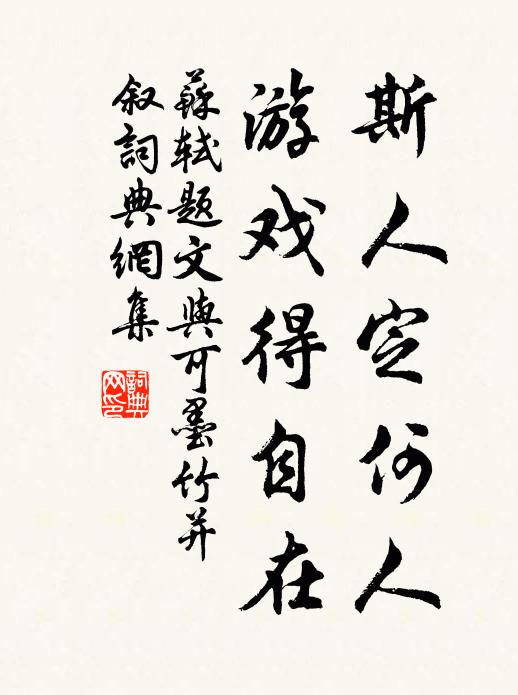 苏轼斯人定何人，游戏得自在书法作品欣赏