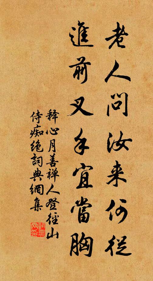释心月老人问汝来何从，进前叉手宜当胸书法作品欣赏