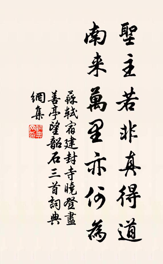 苏轼圣主若非真得道，南来万里亦何为书法作品欣赏