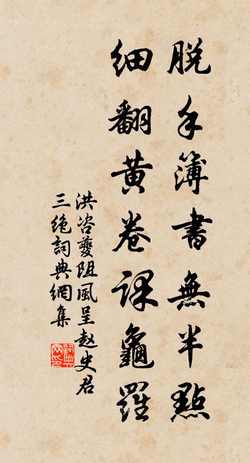 洪咨夔脱手簿书无半点，细翻黄卷课龟罗书法作品欣赏