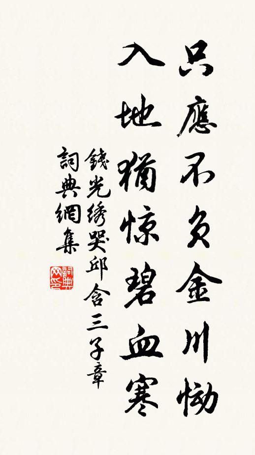 钱光绣只应不负金川恸，入地犹惊碧血寒书法作品欣赏