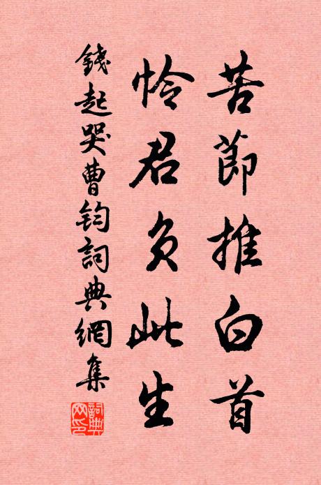 钱起苦节推白首，怜君负此生书法作品欣赏