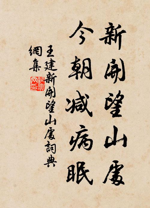 王建新开望山处，今朝减病眠书法作品欣赏
