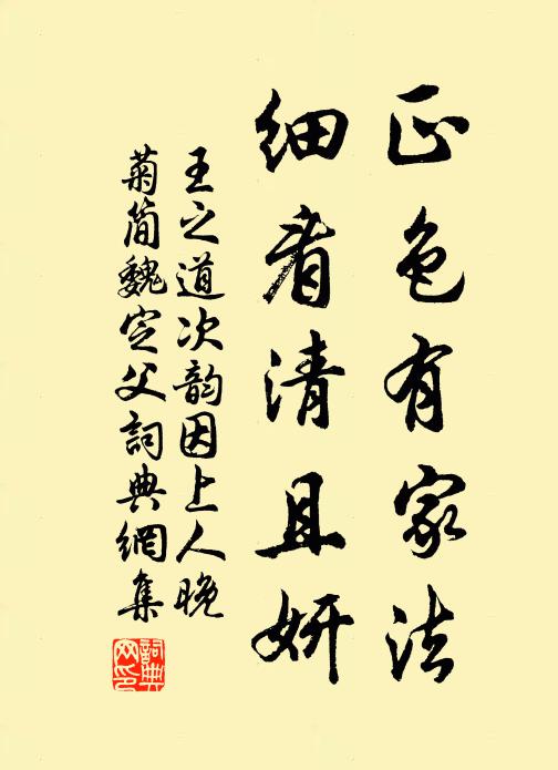 王之道正色有家法，细看清且妍书法作品欣赏