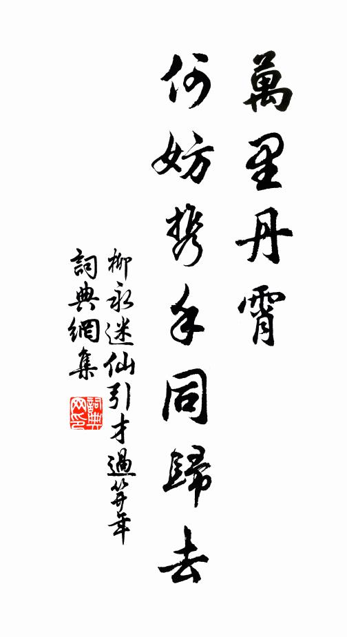 柳永万里丹霄，何妨携手同归去书法作品欣赏