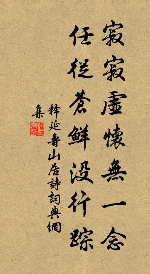 释延寿寂寂虚怀无一念，任从苍鲜没行踪书法作品欣赏