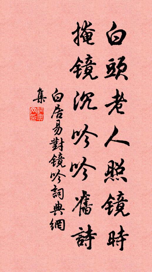 白居易白头老人照镜时，掩镜沉吟吟旧诗书法作品欣赏