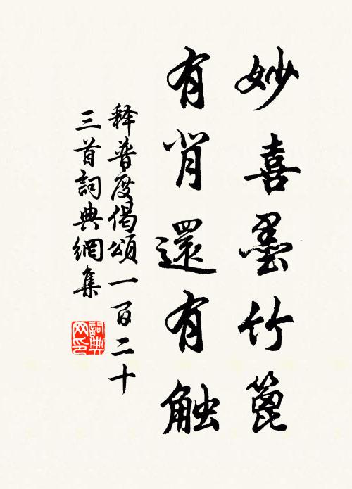 释普度妙喜墨竹篦，有背还有触书法作品欣赏