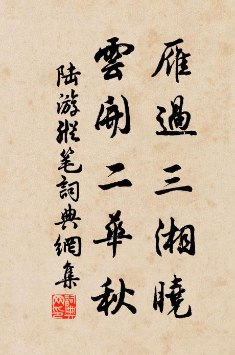 陆游雁过三湘晓，云开二华秋书法作品欣赏