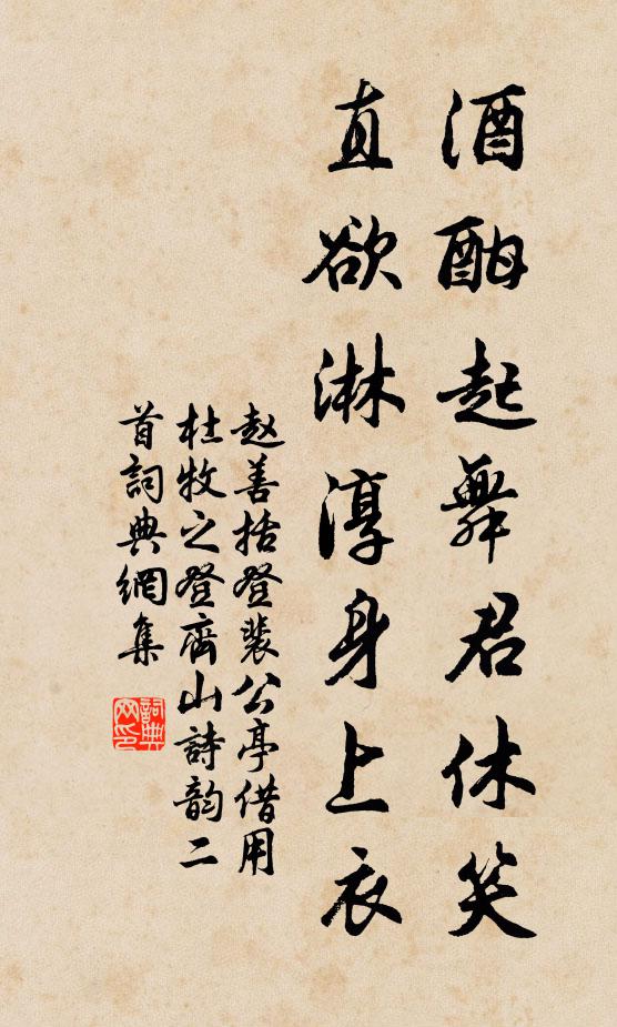 赵善括酒酣起舞君休笑，直欲淋淳身上衣书法作品欣赏