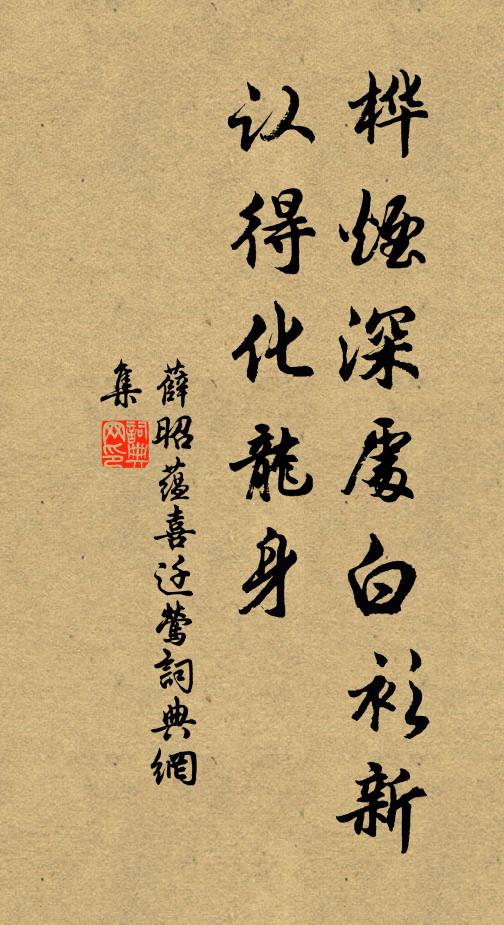薛昭蕴桦烟深处白衫新，认得化龙身书法作品欣赏