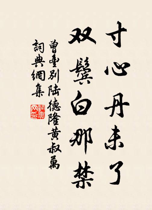 曾丰寸心丹未了,双鬓白那禁书法作品欣赏