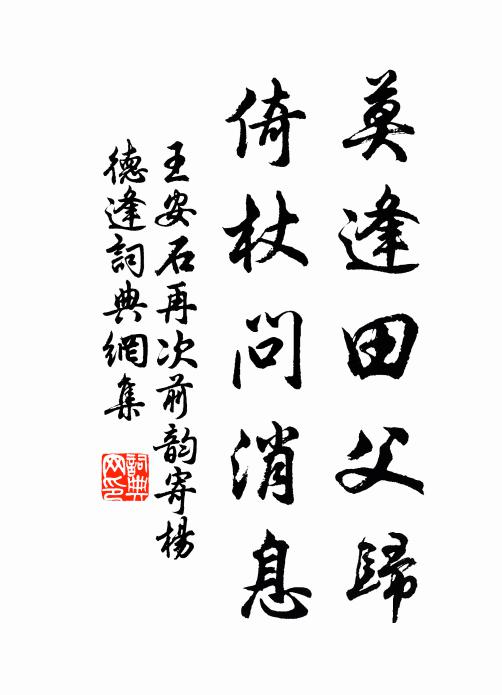 王安石莫逢田父归，倚杖问消息书法作品欣赏