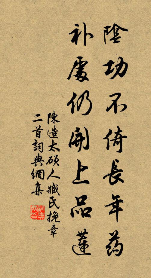 陈造阴功不倚长年药，补处仍开上品莲书法作品欣赏