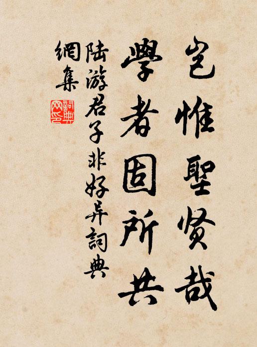 陆游岂惟圣贤哉，学者固所共书法作品欣赏