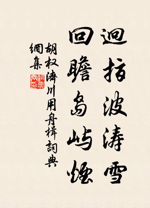 胡权迥指波涛雪，回瞻岛屿烟书法作品欣赏