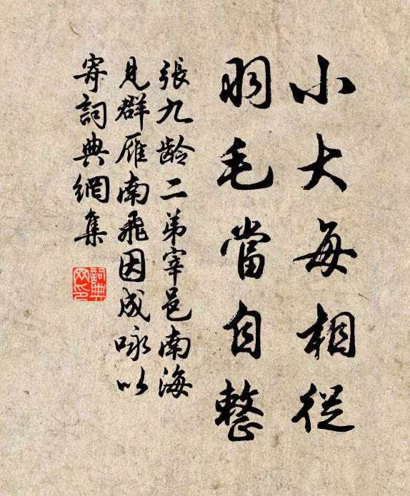 张九龄小大每相从，羽毛当自整书法作品欣赏