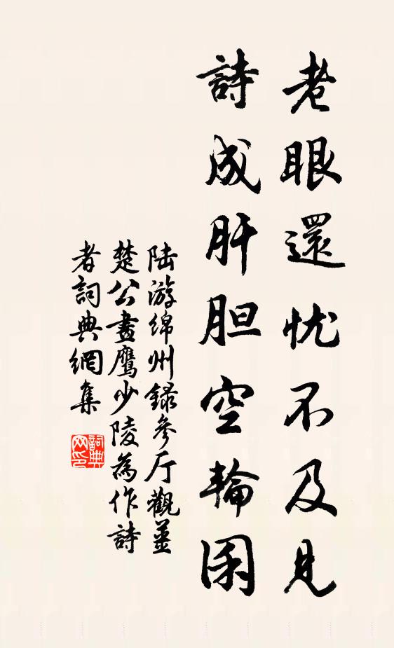 陆游老眼还忧不及见，诗成肝胆空轮囷书法作品欣赏