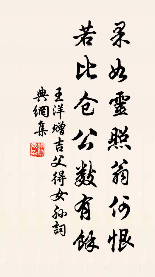王洋果如灵照翁何恨，若比仓公数有余书法作品欣赏