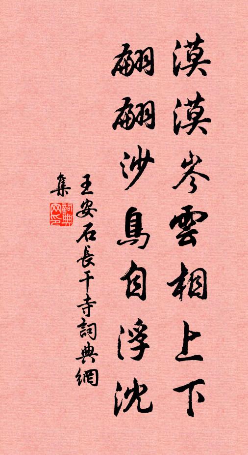 王安石漠漠岑云相上下，翩翩沙鸟自浮沈书法作品欣赏