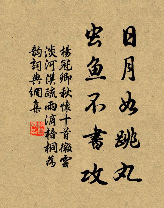 杨冠卿日月如跳丸，虫鱼不书攻书法作品欣赏