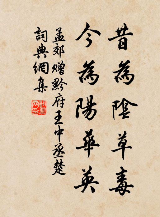 孟郊昔为阴草毒，今为阳华英书法作品欣赏