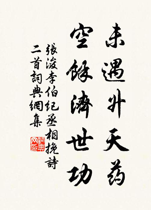张浚未遇升天药，空余济世功书法作品欣赏