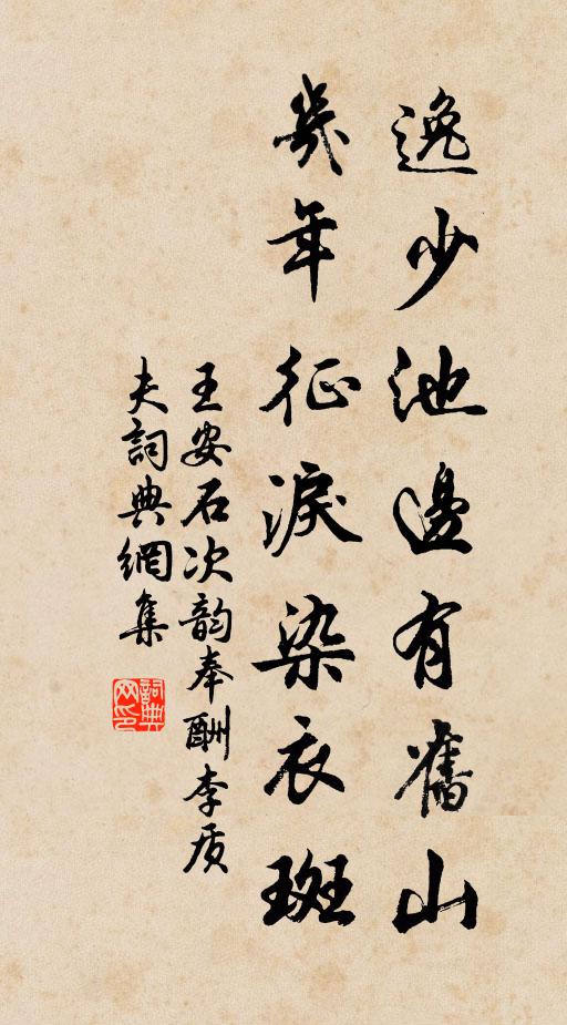王安石逸少池边有旧山，几年征泪染衣斑书法作品欣赏