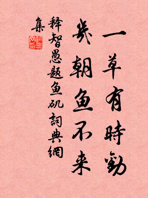 释智愚一草有时劝，几朝鱼不来书法作品欣赏
