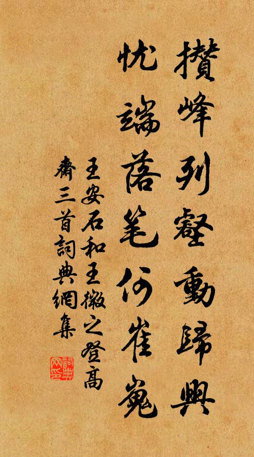 王安石攒峰列壑动归兴，忧端落笔何崔嵬书法作品欣赏