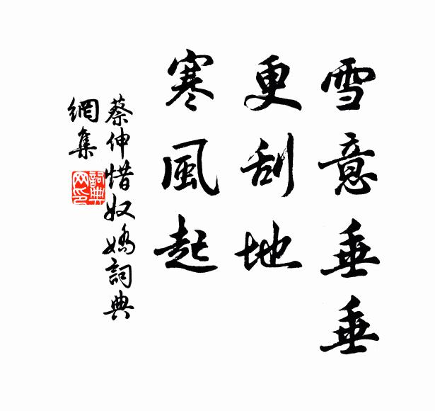 蔡伸雪意垂垂，更刮地、寒风起书法作品欣赏