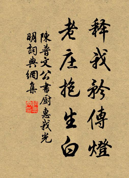 陈普释我矜传灯，老庄抱生白书法作品欣赏