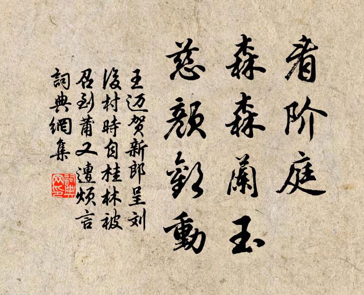 王迈看阶庭、森森兰玉，慈颜欢动书法作品欣赏