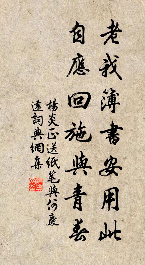 杨炎正老我簿书安用此，自应回施与青春书法作品欣赏