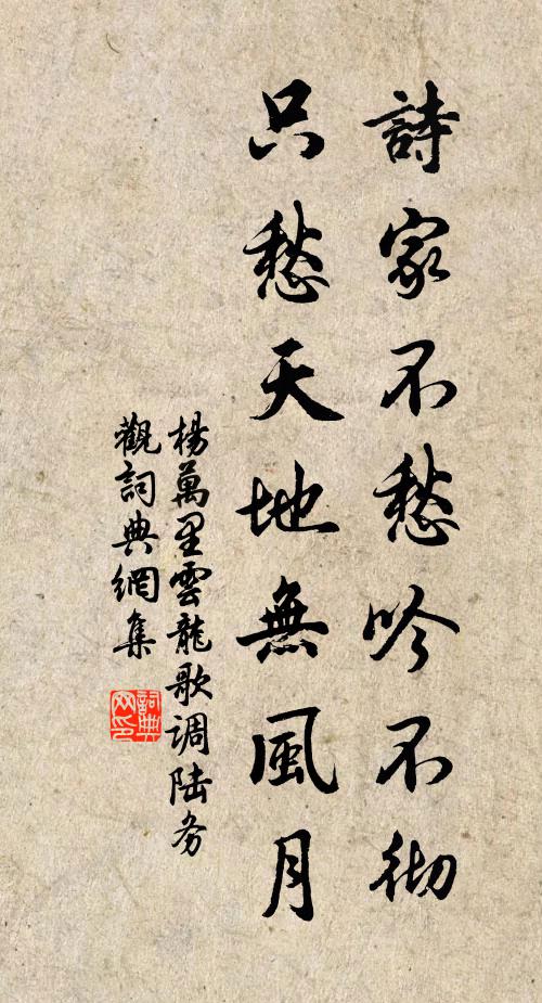 杨万里诗家不愁吟不彻，只愁天地无风月书法作品欣赏